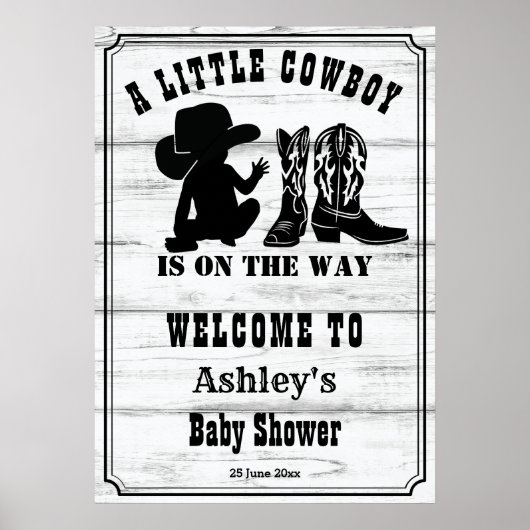 Kleine zwarte en witte baby shower poster (Voorkant)