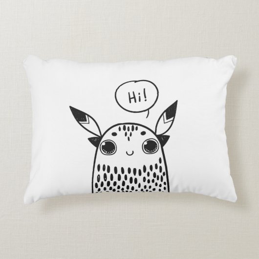 Kleine zwarte en witte staafjes afgebeeld accent kussen (Voorkant)