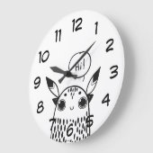 Kleine zwarte en witte staafjes afgebeeld grote klok (Hoek)