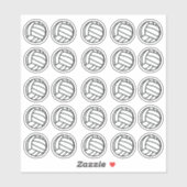 Kleine zwarte en witte volleybalplanner sticker (Vel)