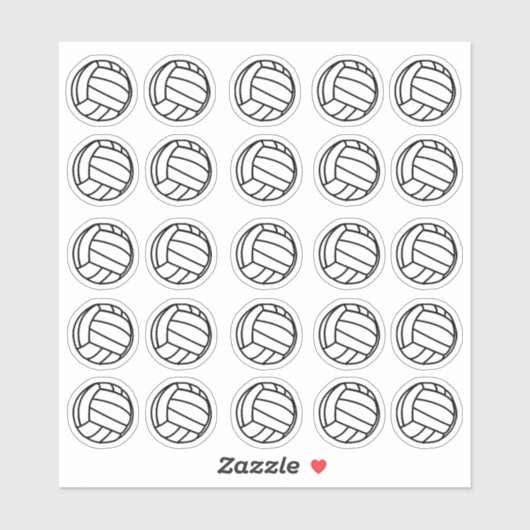 Kleine zwarte en witte volleybalplanner sticker (Vel)