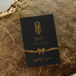 Kleine Zwarte Gouden Kant Ondergoed Boutique Cadea Visitekaartje