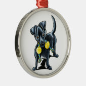 Kleine zwarte hond Tucker Metalen Ornament (Rechts)
