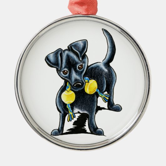 Kleine zwarte hond Tucker Metalen Ornament (Voorkant)