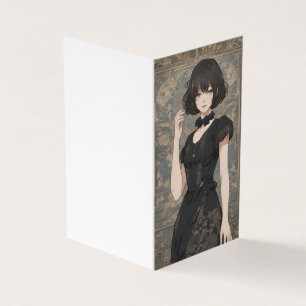Kleine zwarte jurk anime fashionista LBD Blank Kaart