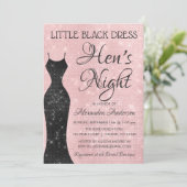 Kleine zwarte jurk Blush Pink Hen's Night Kaart (Staand voorkant)