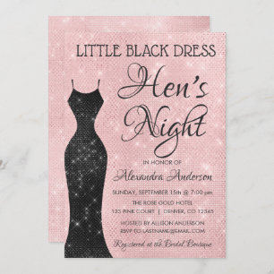 Kleine zwarte jurk Blush Pink Hen's Night Kaart