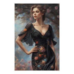 Kleine zwarte jurk LBD Art AI-Enhanced Mode Perfect Poster