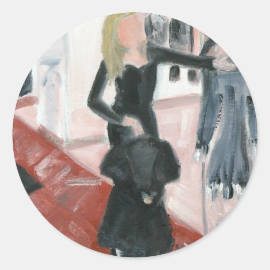 "Kleine zwarte jurken" Ronde Sticker (Voorkant)