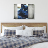 Kleine zwarte Kat Canvas Afdruk (Insitu (Slaapkamer))