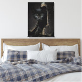 Kleine zwarte Kat Canvas Afdruk (Insitu (Slaapkamer))