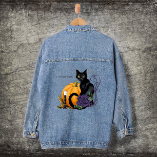 Kleine zwarte kat denim jacket