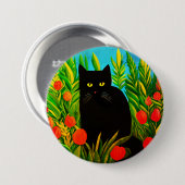 Kleine zwarte kat in een tulpentuin ronde button 7,6 cm (Voorkant /achterkant)