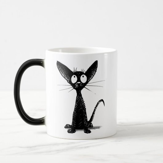 Kleine zwarte kat magische mok (Links)