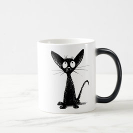 Kleine zwarte kat magische mok