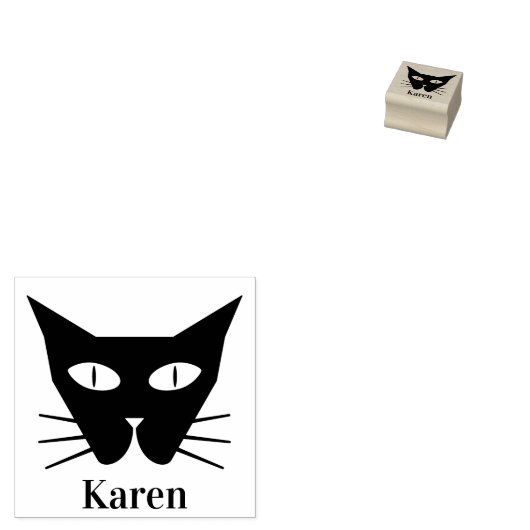 Kleine zwarte kat-ogen rubberstempel (Gestempeld)