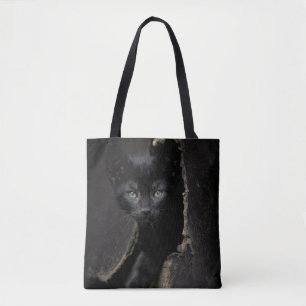 Kleine zwarte Kat Tote Bag