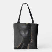 Kleine zwarte Kat Tote Bag (Achterkant)