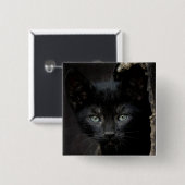 Kleine zwarte Kat Vierkante Button 5,1 Cm (Voorkant /achterkant)