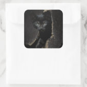 Kleine zwarte Kat Vierkante Sticker (Tas)
