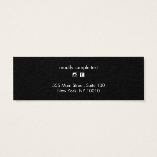 Kleine zwarte Logo Stud Oorbel Display Houder Mini Visitekaartjes (Achterkant)