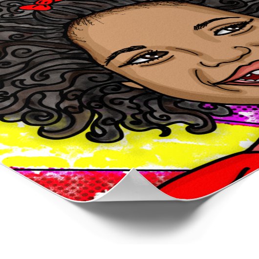 Kleine zwarte meid met Happy Curls Poster (Hoek)