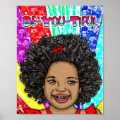 Kleine zwarte meid met Happy Curls Poster (Voorkant)