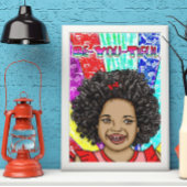 Kleine zwarte meid met Happy Curls Poster