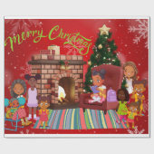 Kleine zwarte meisjes met Kerstmis Cadeaupapier (Vlak)