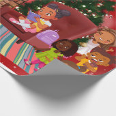 Kleine zwarte meisjes met Kerstmis Cadeaupapier (Hoek)