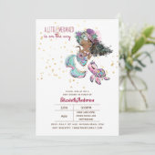 Kleine zwarte mermaïde meisjes Baby shower onder Z Kaart (Staand voorkant)