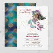 Kleine zwarte mermaïde meisjes Baby shower onder Z Kaart (Voorkant / Achterkant)