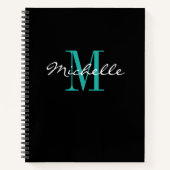 Kleine zwarte monogram keukenrecept notitieboek (Voorkant)