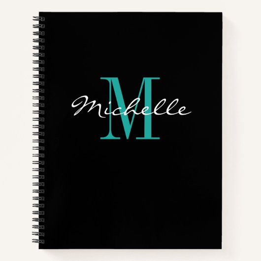 Kleine zwarte monogram keukenrecept notitieboek (Voorkant)