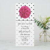 Kleine Zwarte Polka Dots / Rozen Uitnodiging (Staand voorkant)