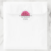 Kleine zwarte polka stippen / Roos adreslabel Stic Ronde Sticker (Tas)