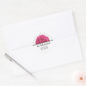 Kleine zwarte polka stippen / Roos adreslabel Stic Ronde Sticker (Envelop)