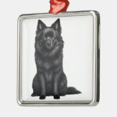 KLEINE ZWARTE SCHIPPERKE PUPPY HOND METALEN ORNAMENT (Links)