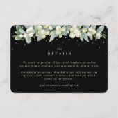 Kleine zwarte sneeuwbes + eucalyptus bruiloft deta informatiekaartje (Voorkant)