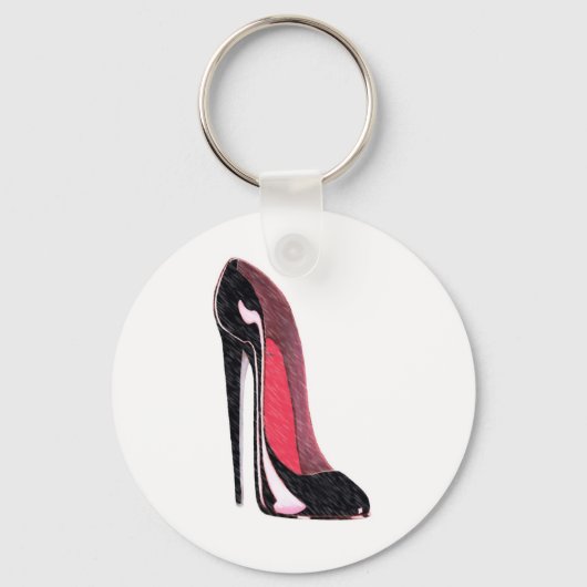 Kleine zwarte stiletto-schoen sleutelhanger (Voorkant)