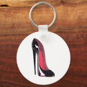 Kleine zwarte stiletto-schoen sleutelhanger (Voorkant)