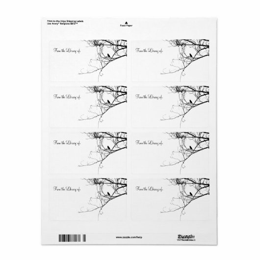 Kleine zwarte vogel Bookplate Etiket (Full Sheet)