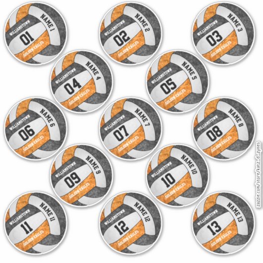 kleine zwarte volleybalspeler met 13 zwarte volley sticker (Voorkant)