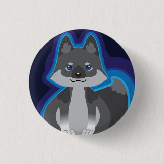 Kleine zwarte wolf knop ronde button 3,2 cm