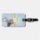 Kleine zwarte zeemannen blauw schaaltje Monogram m Bagagelabel (Voorkant horizontaal)