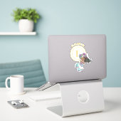 Kleine zwarte Zeemruid Blauwe Schaalschilfers Mono Sticker (Laptop op bureau)