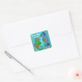 Kleine zwemmende zeepaardjes gepersonaliseerd vierkante sticker (Envelop)