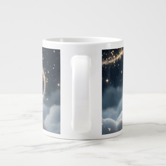 Kleiner blauer Dino auf einer Wolke  Grote Koffiekop (Achterkant)