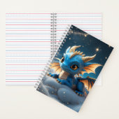 Kleiner blauer Dino auf einer Wolke  Notitieboek (Binnen)