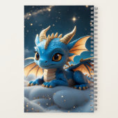 Kleiner blauer Dino auf einer Wolke  Notitieboek (Achterkant)